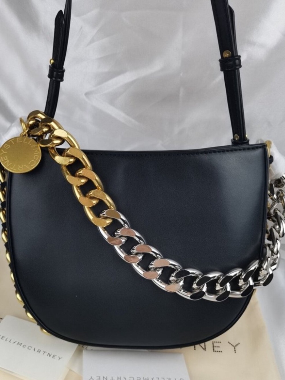 Stella McCartney💕 Black Shoulder Bag with Gold & Silver Chain
